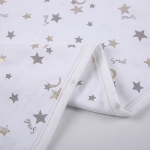 Manta Envolvente para Bebé Personalizada OEM/ODM, Linda, 100% Algodón, con Estampado de Estrellas y Luna Blancas, Tipo Minky - Product Image 2