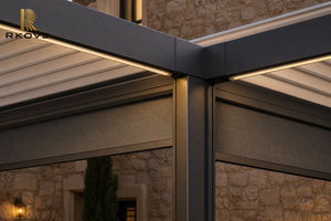 RKOVE RK-C2 Modern Aluminum Louvered Pergola Rectangular Outdoor Pavilion Powder Coated Frame for Garden Patio Party - Product Image 2