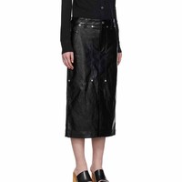 Jupe midi décontractée personnalisée en similicuir avec fermeture éclair, taille naturelle, poches et design évasé, idéale printemps-été-automne