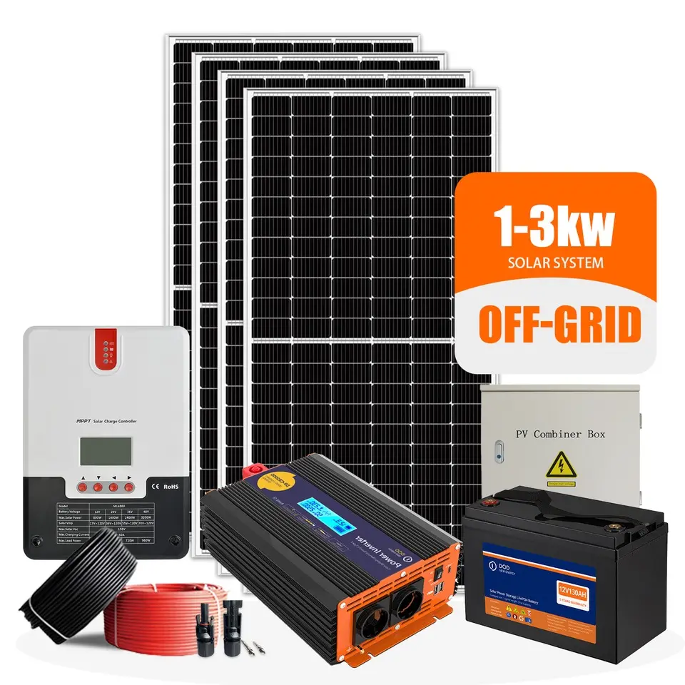 Off-grid terra montado sistemas de energia solar 100w solar casa iluminação sistema kit solar casa iluminação sistema para tv