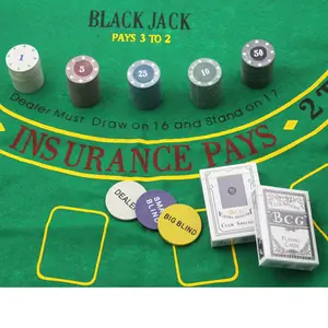 Texas Poker BlackJack Set 200 Chips mit Tischdecke und 2 Poker decks
