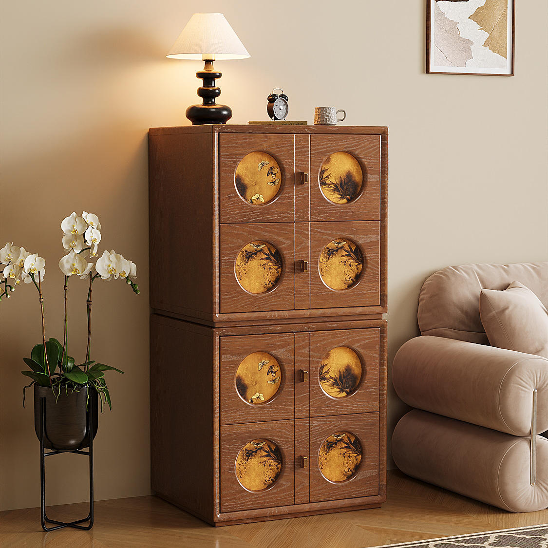 ตู้ผ้ากอซเซียงหยุน 502-โบราณขนาดกลาง-2 ชิ้น-ครบชุด