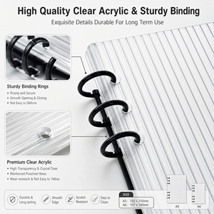 Couverture de carnet à feuilles mobiles en acrylique transparent sur mesure, rigide et épaisse, avec <span class=keywords><strong>film</strong></span> protecteur – Vente en gros - Product Image 3