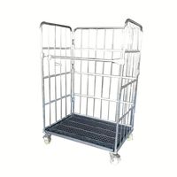Carro de jaula antivuelco plegable de almacén industrial, carga máxima de 500kg, construcción metálica, estructura cerrada de cuatro ruedas, soporte OEM