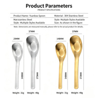 Cuillère profonde moderne en acier 304 avec long manche, cuillère d'alimentation pour bébé, durable et compatible lave-vaisselle, usage domestique, cadeau créatif