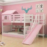 AILICHEN Lit superposé tendance en bois massif Lit multifonctionnel pour cabane dans les arbres avec échelle et toboggan
