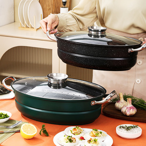 Poêle à Poisson de 39 cm en Acier au Carbone avec Revêtement Antiadhésif pour la Cuisson à la Vapeur, la Soupe et les Bouillons - Product Image 1