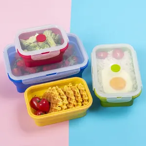 Food Grade Square Custom Outdoor Picnic Foldable Silicone Food Containers Lunch Box Set