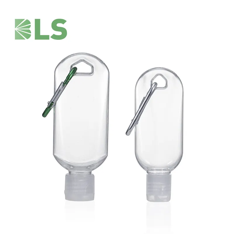 30ml 50ml PETG Flasche Alkohol Sprüh flasche Hände desinfektion shaken Schlüssel bund Reise flasche Set mit Haken