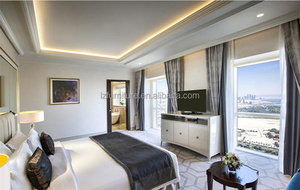 Cabecera tapizada con marco de madera MDF económico, cama doble de hotel con juego de ropa de cama para muebles de dormitorio de hotel de 3 estrellas - Product Image 4