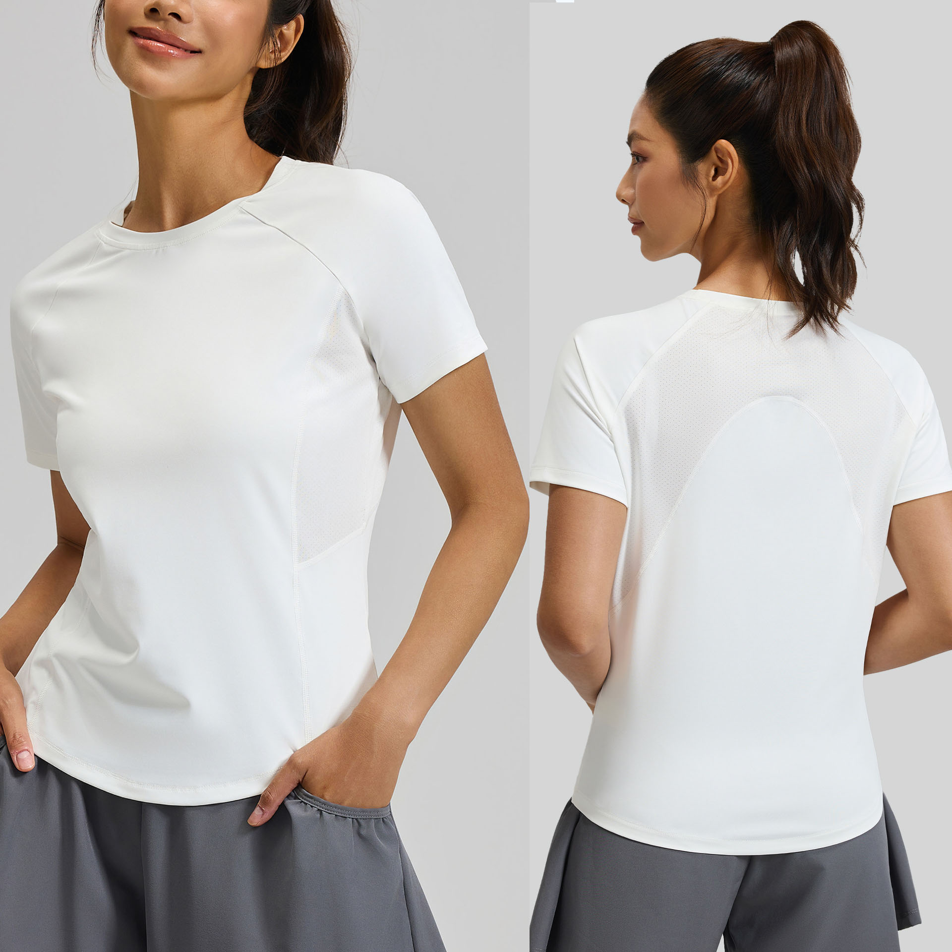 2025 Women's Regular Fit Spandex/Polyester Summer Solid Quick-Drying Yoga T-Shirt Fresh Breathable Button-Up Short Sleeve Sports
