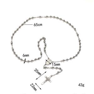 Collar Religioso de Acero Inoxidable con Colgante, Collar de Rosario con Cruz de Oro Sólido de 14k, para Mujeres, Hombres y Niñas - Product Image 6