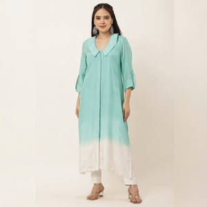 Elegant Women's woven Kurta Set Ombre Party wear Evening Kurta and Pant <b>Dress</b> with Beads Cut Dana & Pearl work - Product Image 1