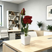 Arbre Artificiel, Petite Plante Bonsaï, Roses Artificielles Réalistes au Toucher Naturel, Fleurs de Mariage Artificielles, Décoration Maison, Vente en Gros, Fait Main