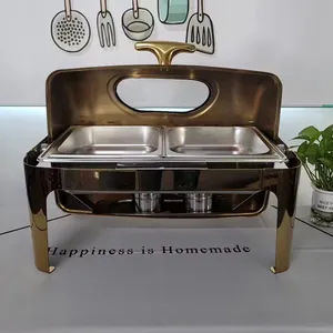 Deluxe Chaffing Dishes Buffet Set Chaffing Dishes Food Warmer Stainless Steel Golden Chaffing Dishes Buffet Catering