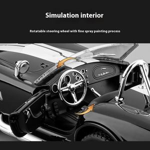 Modelo de Auto Metálico Shelby <span class=keywords><strong>Cobra</strong></span> Convertible Roadster <span class=keywords><strong>1965</strong></span> a Escala 1:24, con Sonido, Luces, Neumáticos con Sistema de Amortiguación, Ideal para Regalo de Cumpleaños - Product Image 4