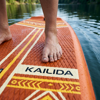 Planche de paddle gonflable de 10'8'' avec rail de protection en caoutchouc pour la navigation en rivière et sur gravier peu profond