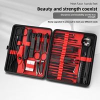 En stock, ensemble de manucure et pédicure en acier inoxydable de 36 pièces, kit d'outils de soin des ongles à domicile, coupe-ongles portable, emballage en boîte de couleur