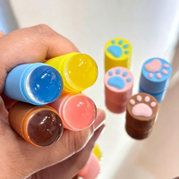 Mini tampon cylindrique en résine Patte de Chat Mignonne avec capuchon transparent pour le transfert d'images de manucure DIY