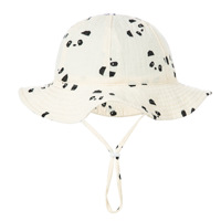 Sombrero de Sol para Bebé de Muselina con Protección Solar UPF 50+, Sombrero de Cubo de Algodón para Bebé, Sombreros de Playa de Verano con Ala Ancha para Niños y Niñas