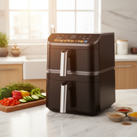 Anbolife Nouveauté 2026 Fabricant OEM DOM Personnalisable Friteuse à air double compartiment 13L (6.5L+6.5L) avec panneau numérique