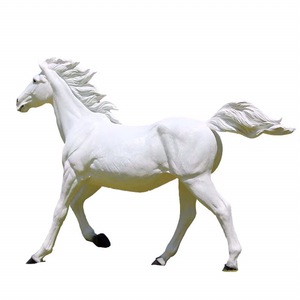 Jardin extérieur Paysage Grand <span class=keywords><strong>Animal</strong></span> Simulation Réaliste À La Main Blanc Cheval <span class=keywords><strong>Sculpture</strong></span> Fortune Cheval Zoo Décoration Ornement - Product Image 3