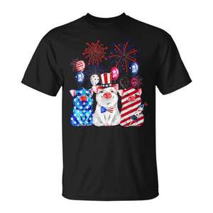 T-shirt drapeau américain feux d'artifice cochon paysan patriotique 4 juillet - Product Image 1