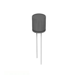 Condensador de canal del fabricante CAP ALUM 4.7UF 20% 63V RADIAL TH SS4R7M063ST 4.7 uF de orificio pasante - Product Image 1