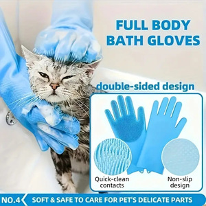 Kit de toilettage pour animaux de compagnie : ensemble de brosses à poils, serviette, gants de lavage, brosse de massage et de nettoyage avec fonction de massage pour le toilettage à domicile des animaux - Product Image 6
