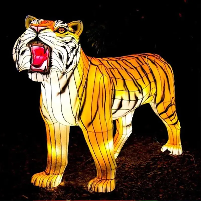 outdoor Customized lantern light Festival African animals lanterns Tiger Animal Lantern manufacturer