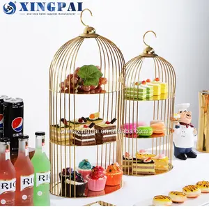 XINGPAI düğün süslemeleri paslanmaz çelik kuş kafesi altın tatlı ekran ziyafet yemek kuş kafesi cupcake standı seti