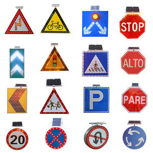 Panneau de signalisation routière d'avertissement de sécurité pour panneaux solaires, feux clignotants LED, signalisation d'arrêt pour piétons en passage piétonnier, panneau d'arrêt routier LED - Product Image 1