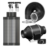 Kit penyaringan udara, 4-Inch 214 CFM saluran kipas dengan 0-100% variabel kecepatan Controller, 4 "Filter karbon dan 10 kaki Ducting Combo