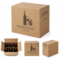 Boîte d'expédition en carton ondulé pour vin avec 6 séparateurs personnalisés, carton de protection robuste pour l'emballage des bouteilles