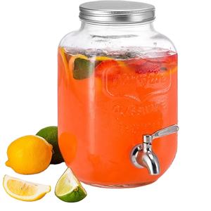 Dispensador de bebidas y bebidas de vidrio, tarro redondo de 1 galón con espiga de acero inoxidable para agua fría, té de hielo y café frío - Product Image 2