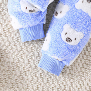 Ensemble deux pièces en toile peluche pour bébés garçons, collection automne/printemps, motif camouflage ours mignon, simple et chaud – Vente en gros usine - Product Image 6