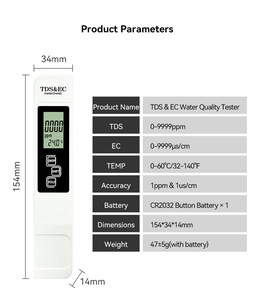 Analyseur numérique portable multi-scènes pour l'eau potable, les jus, les piscines, les aquariums, les bacs à poissons, test de <span class=keywords><strong>pH</strong></span>, TDS, EC, <span class=keywords><strong>pH</strong></span>-mètre - Product Image 4