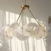Lustre LED en verre doré à hauteur réglable, lampe suspendue pour salon, luminaire de plafond de luxe pour la décoration de la maison, vente chaude