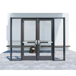 Fabriek Custom Aluminium Frame Dubbel Gehard Glas Franse Ingang Openslaande Deur Anti-Orkaan Openslaande Deur