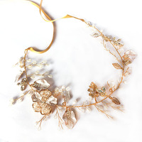 Tiara de cabelo de pérola, 3 cores strass flor nupcial nupcial