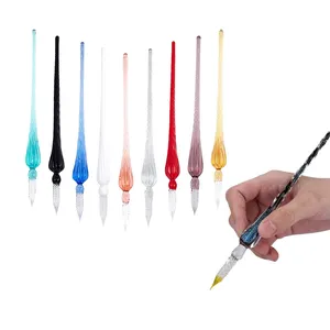定制纯色紫色粉色黄色威尼斯玻璃笔书法玻璃墨水笔