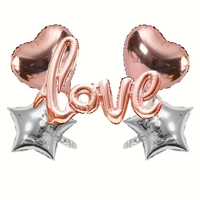 Ballons en feuille d'aluminium en forme de cœur rose de 40 pouces, 5 pièces/ensemble, décorations pour fêtes du Nouvel An