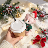 Décoration de Noël en peluche : mini-ours en peluche doux avec pull tricoté et bonnet de Père Noël pour tasse à café ou décoration de table