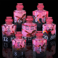 Bouteille de potion en résine faite à la main, ensemble de dés Cthulhu avec cœur liquide et motif dragon, police argentée pour jeu de table RPG - Bouteille de potion - 4
