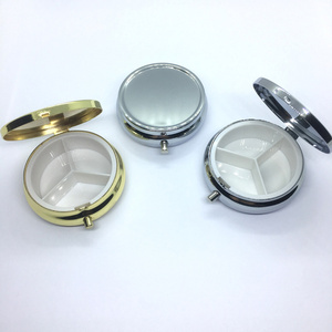 Factory Custom 3 Compartments Stainless Steel Metal Portable Pill Case Pill Storage Box for Promotion Gift