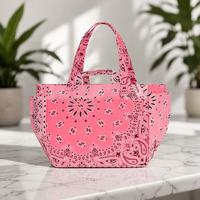 Tas Tote Cetak Paisley Pegangan Ganda Grosir Tas Bahu Ukuran Besar Dengan Kantong Samping Tas Tote Bandana Patchwork