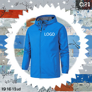 Veste coupe-vent en toile personnalisée de haute qualité pour hommes décontracté Sport Stand Logo automne extérieur léger coupe-vent à capuche - Product Image 2