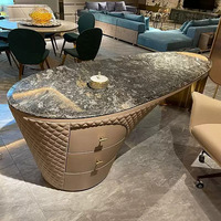 Meubles italiens de luxe en marbre Bureau de direction moderne en cuir microfibre pour le bureau Mobilier de bureau haut de gamme