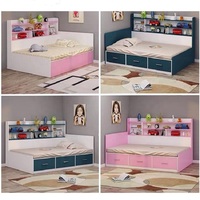 Cama para Niña con Nuevo Diseño de Madera Maciza, Camas Infantiles Individuales, Juego de Muebles Modernos para Dormitorio