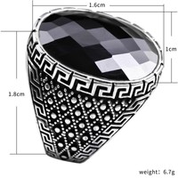 Bague en alliage pour homme de style ottoman vintage en gros, bague chevalière turque sculptée à la main avec pierre précieuse en cristal, bijoux punk pour homme